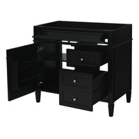 VanityFus 35.74-in Black Bathroom Vanity Single Sink Combo Undermount 1 Soft Close Door 3 Drawers Adjustable Shelves