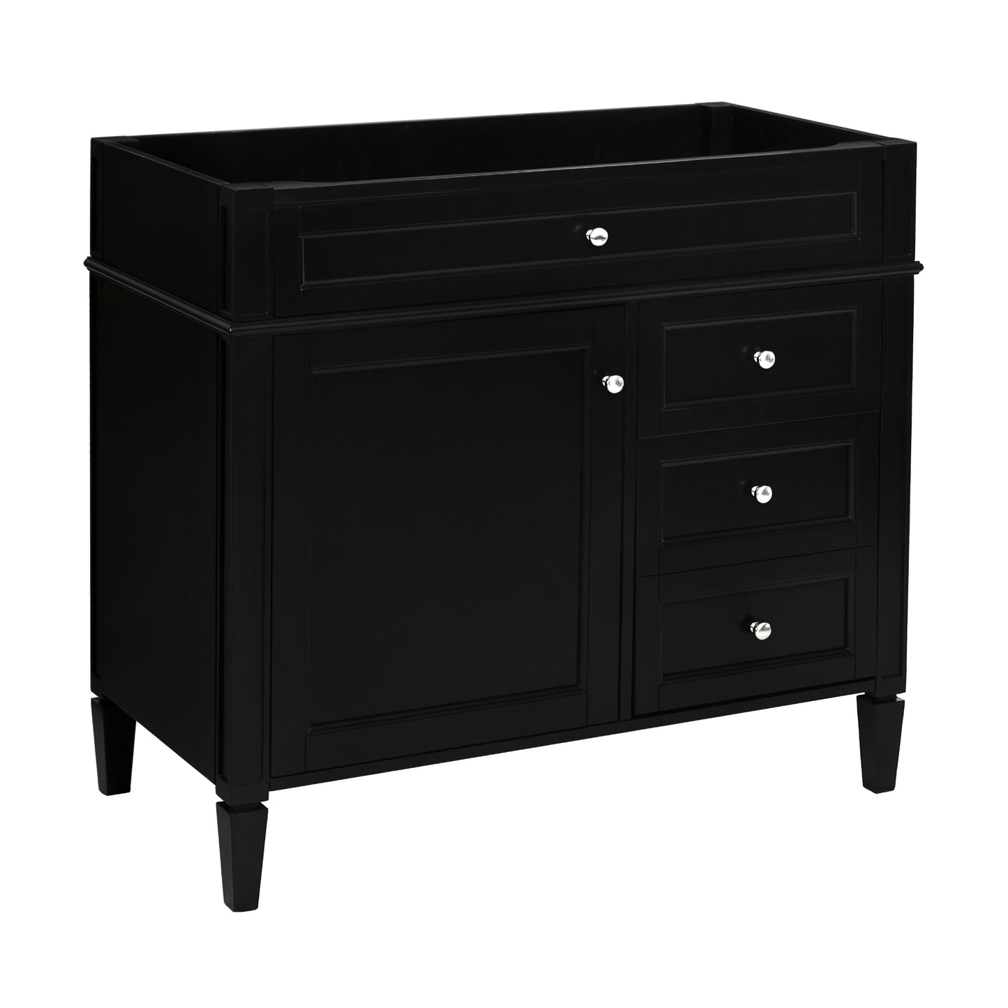VanityFus 35.74-in Black Bathroom Vanity Single Sink Combo Undermount 1 Soft Close Door 3 Drawers Adjustable Shelves