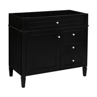 VanityFus 35.74-in Black Bathroom Vanity Single Sink Combo Undermount 1 Soft Close Door 3 Drawers Adjustable Shelves