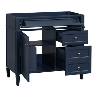 VanityFus 35.74-in Blue Bathroom Vanity Undermount 1 Soft Close Door 3 Drawers without Top