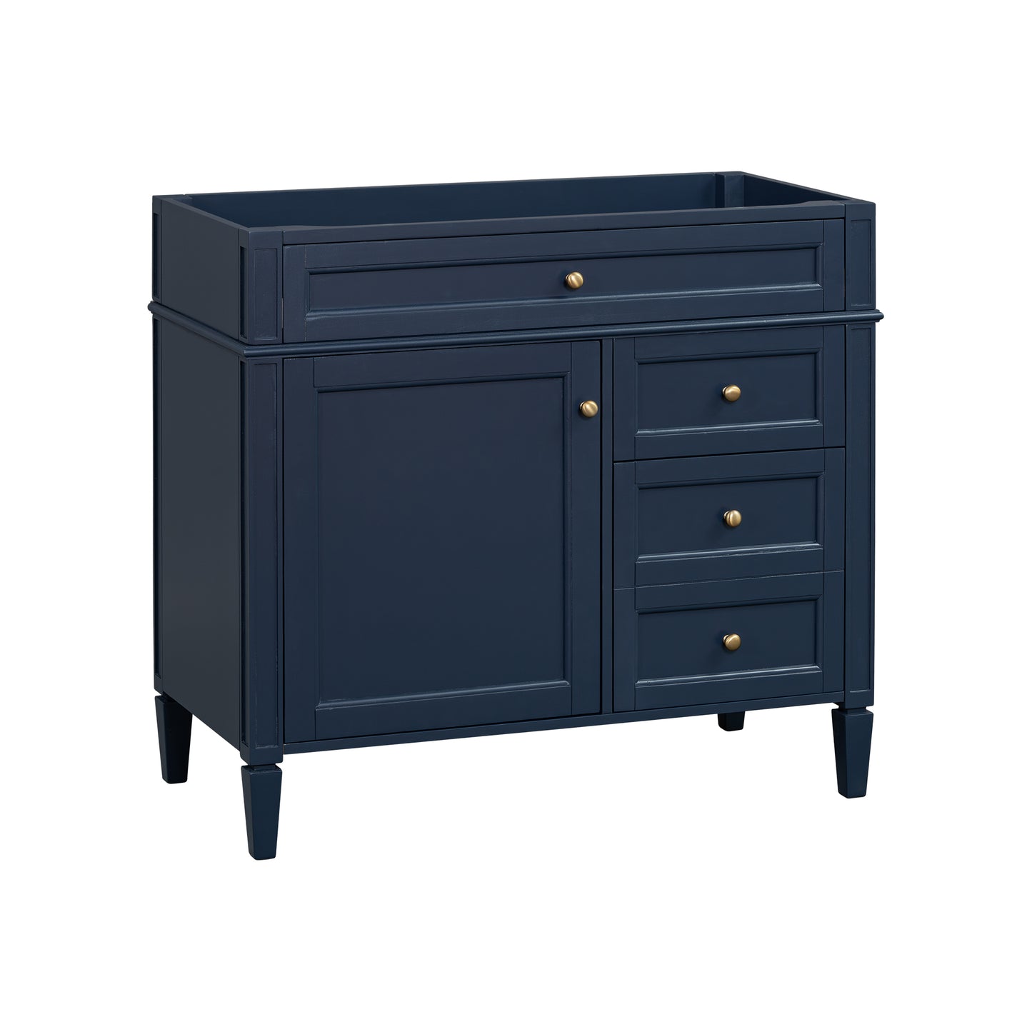 VanityFus 35.74-in Blue Bathroom Vanity Undermount 1 Soft Close Door 3 Drawers without Top