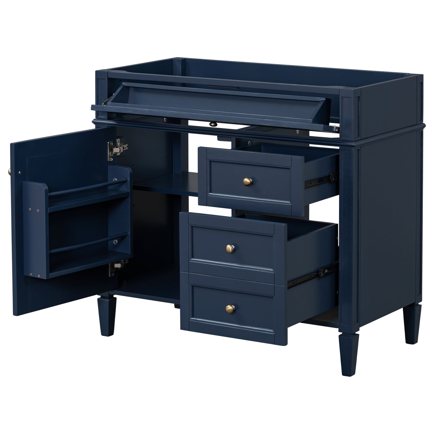VanityFus 35.74-in Blue Bathroom Vanity Undermount 1 Soft Close Door 3 Drawers without Top