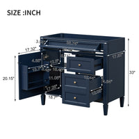VanityFus 35.74-in Blue Bathroom Vanity Undermount 1 Soft Close Door 3 Drawers without Top