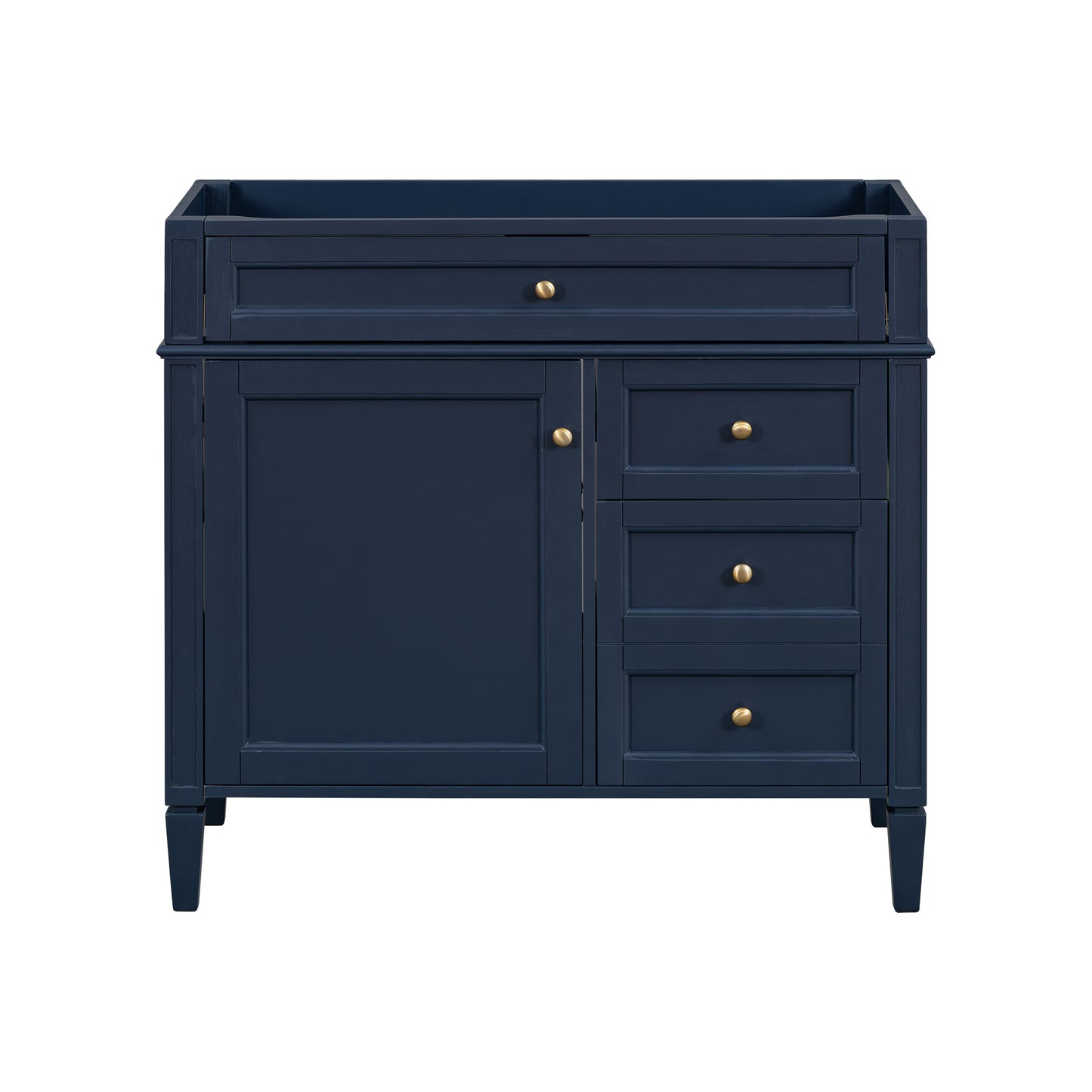 VanityFus 35.74-in Blue Bathroom Vanity Undermount 1 Soft Close Door 3 Drawers without Top