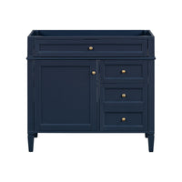 VanityFus 35.74-in Blue Bathroom Vanity Undermount 1 Soft Close Door 3 Drawers without Top