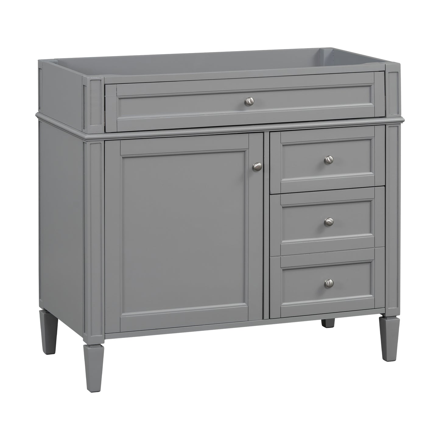 VanityFus 35.74-in Gray Bathroom Vanity Undermount 1 Soft Close Door 3 Drawers without Top