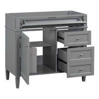 VanityFus 35.74-in Gray Bathroom Vanity Undermount 1 Soft Close Door 3 Drawers without Top