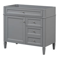VanityFus 35.74-in Gray Bathroom Vanity Undermount 1 Soft Close Door 3 Drawers without Top