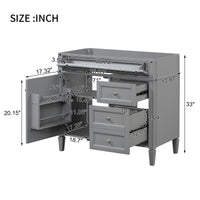 VanityFus 35.74-in Gray Bathroom Vanity Undermount 1 Soft Close Door 3 Drawers without Top