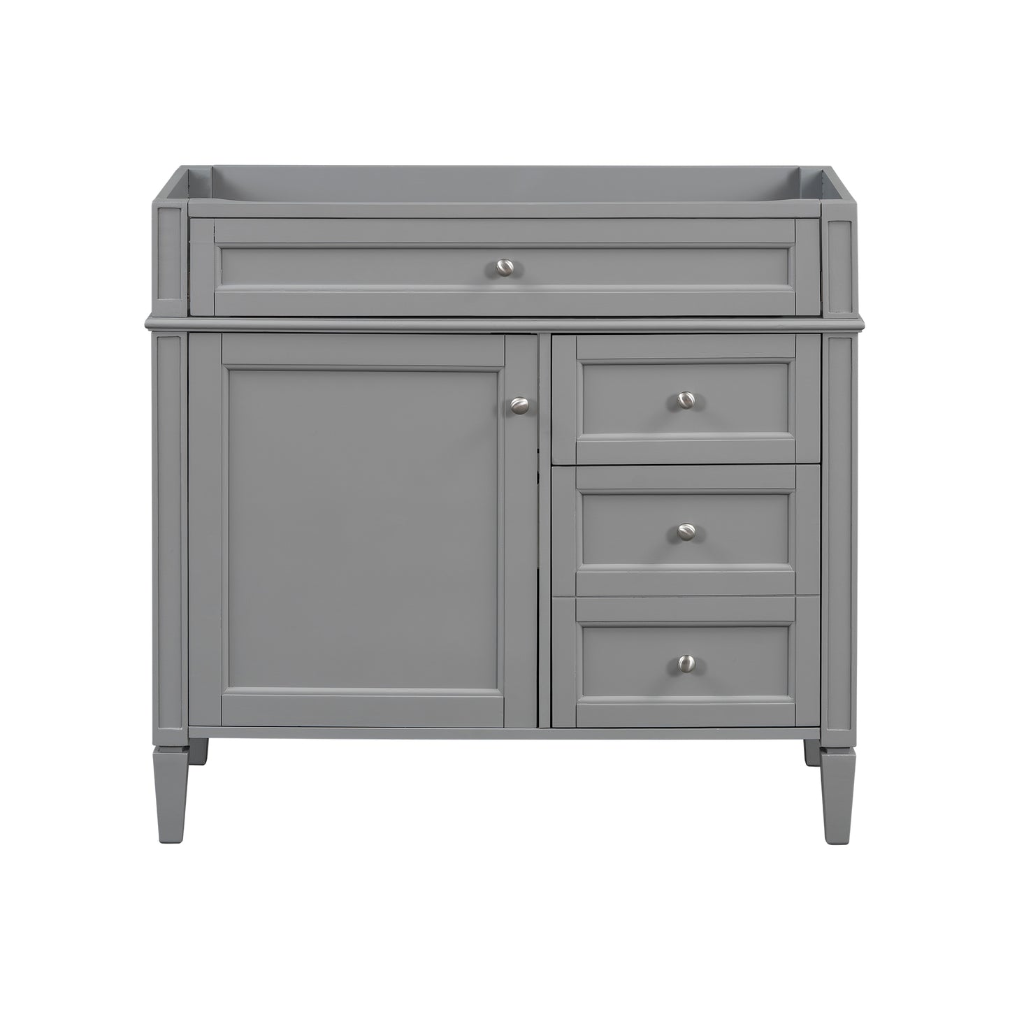 VanityFus 35.74-in Gray Bathroom Vanity Undermount 1 Soft Close Door 3 Drawers without Top