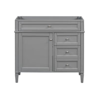 VanityFus 35.74-in Gray Bathroom Vanity Undermount 1 Soft Close Door 3 Drawers without Top