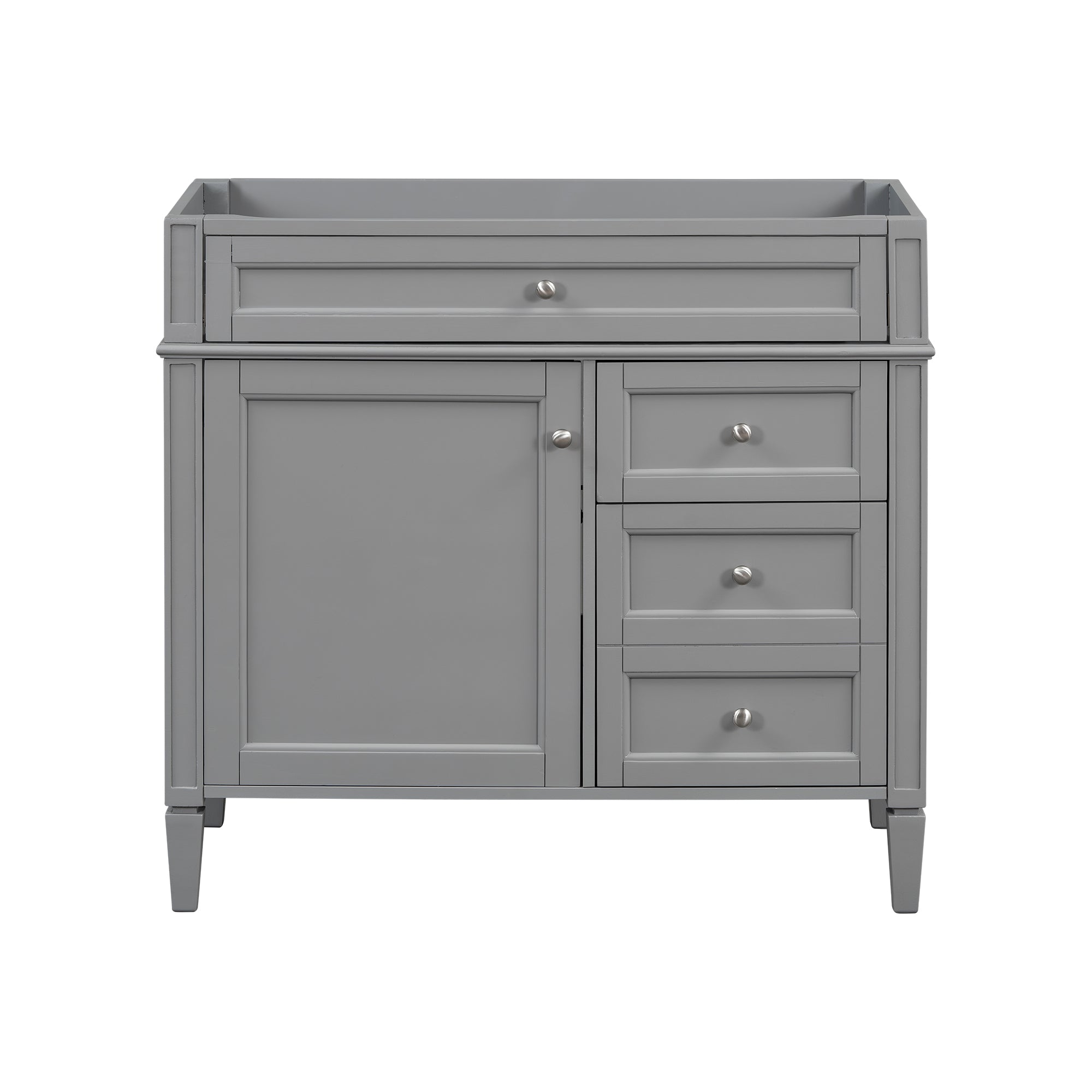 VanityFus 35.74-in Gray Bathroom Vanity Undermount 1 Soft Close Door 3 Drawers without Top