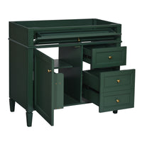 VanityFus 35.74-in Green Bathroom Vanity Single Sink Combo Undermount 1 Soft Close Door 3 Drawers Adjustable Shelves