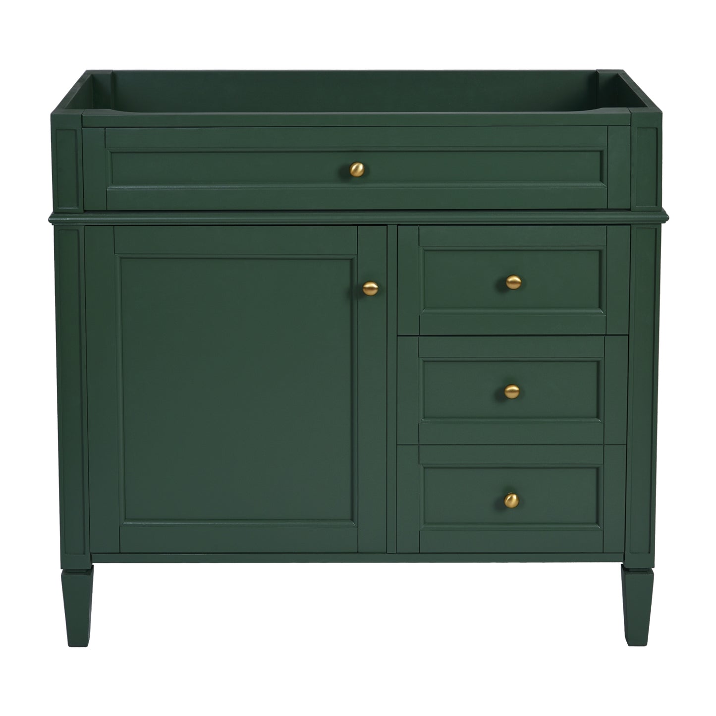 VanityFus 35.74-in Green Bathroom Vanity Single Sink Combo Undermount 1 Soft Close Door 3 Drawers Adjustable Shelves