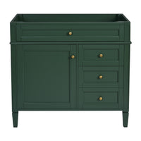 VanityFus 35.74-in Green Bathroom Vanity Single Sink Combo Undermount 1 Soft Close Door 3 Drawers Adjustable Shelves