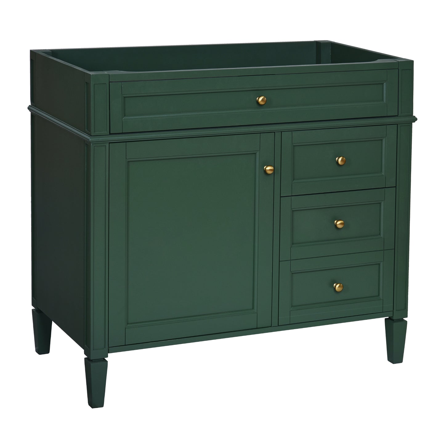 VanityFus 35.74-in Green Bathroom Vanity Single Sink Combo Undermount 1 Soft Close Door 3 Drawers Adjustable Shelves