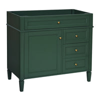 VanityFus 35.74-in Green Bathroom Vanity Single Sink Combo Undermount 1 Soft Close Door 3 Drawers Adjustable Shelves