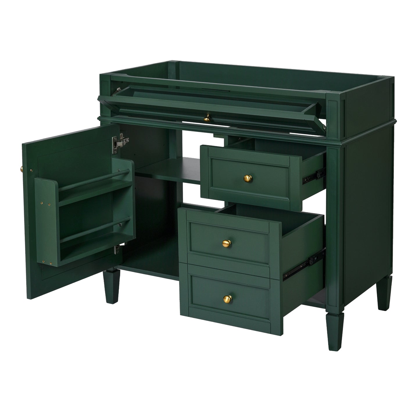 VanityFus 35.74-in Green Bathroom Vanity Single Sink Combo Undermount 1 Soft Close Door 3 Drawers Adjustable Shelves