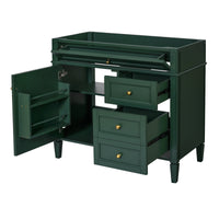 VanityFus 35.74-in Green Bathroom Vanity Single Sink Combo Undermount 1 Soft Close Door 3 Drawers Adjustable Shelves