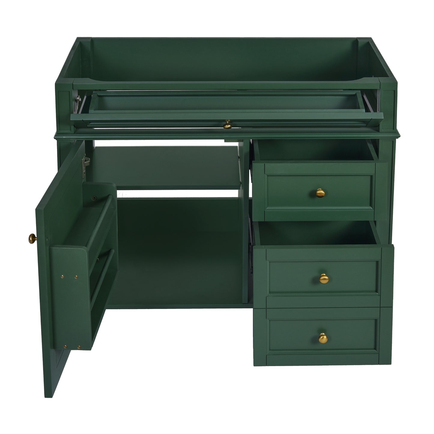 VanityFus 35.74-in Green Bathroom Vanity Single Sink Combo Undermount 1 Soft Close Door 3 Drawers Adjustable Shelves