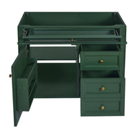 VanityFus 35.74-in Green Bathroom Vanity Single Sink Combo Undermount 1 Soft Close Door 3 Drawers Adjustable Shelves