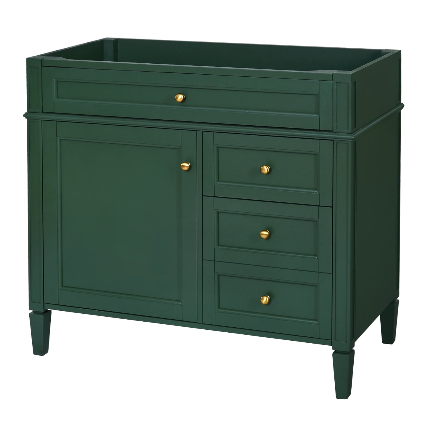 VanityFus 35.74-in Green Bathroom Vanity Single Sink Combo Undermount 1 Soft Close Door 3 Drawers Adjustable Shelves