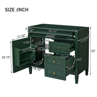 VanityFus 35.74-in Green Bathroom Vanity Single Sink Combo Undermount 1 Soft Close Door 3 Drawers Adjustable Shelves