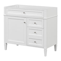 VanityFus 35.74-in White Bathroom Vanity Undermount 1 Soft Close Door 3 Drawers without Top