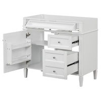 VanityFus 35.74-in White Bathroom Vanity Undermount 1 Soft Close Door 3 Drawers without Top