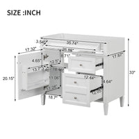 VanityFus 35.74-in White Bathroom Vanity Undermount 1 Soft Close Door 3 Drawers without Top