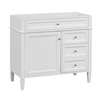 VanityFus 35.74-in White Bathroom Vanity Undermount 1 Soft Close Door 3 Drawers without Top
