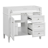 VanityFus 35.74-in White Bathroom Vanity Undermount 1 Soft Close Door 3 Drawers without Top