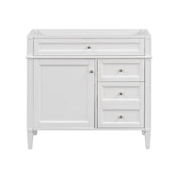 VanityFus 35.74-in White Bathroom Vanity Undermount 1 Soft Close Door 3 Drawers without Top