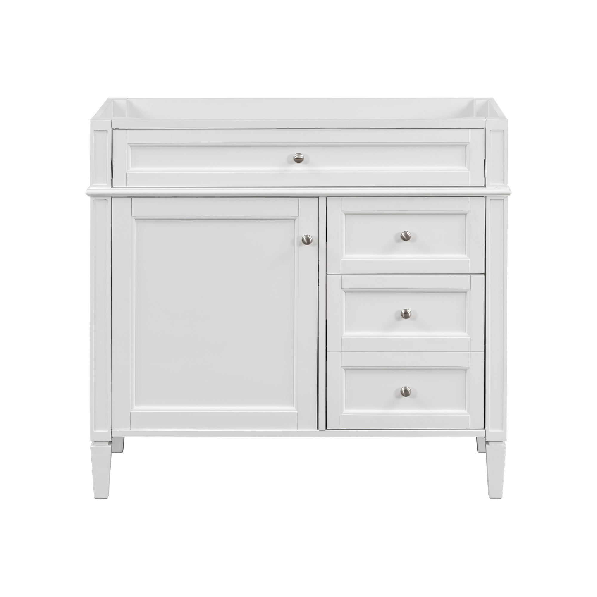 VanityFus 35.74-in White Bathroom Vanity Undermount 1 Soft Close Door 3 Drawers without Top