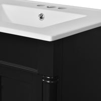 VanityFus 24-in Black Bathroom Vanity Single Sink Combo with Ceramic Top Undermount 2 Soft Close Doors