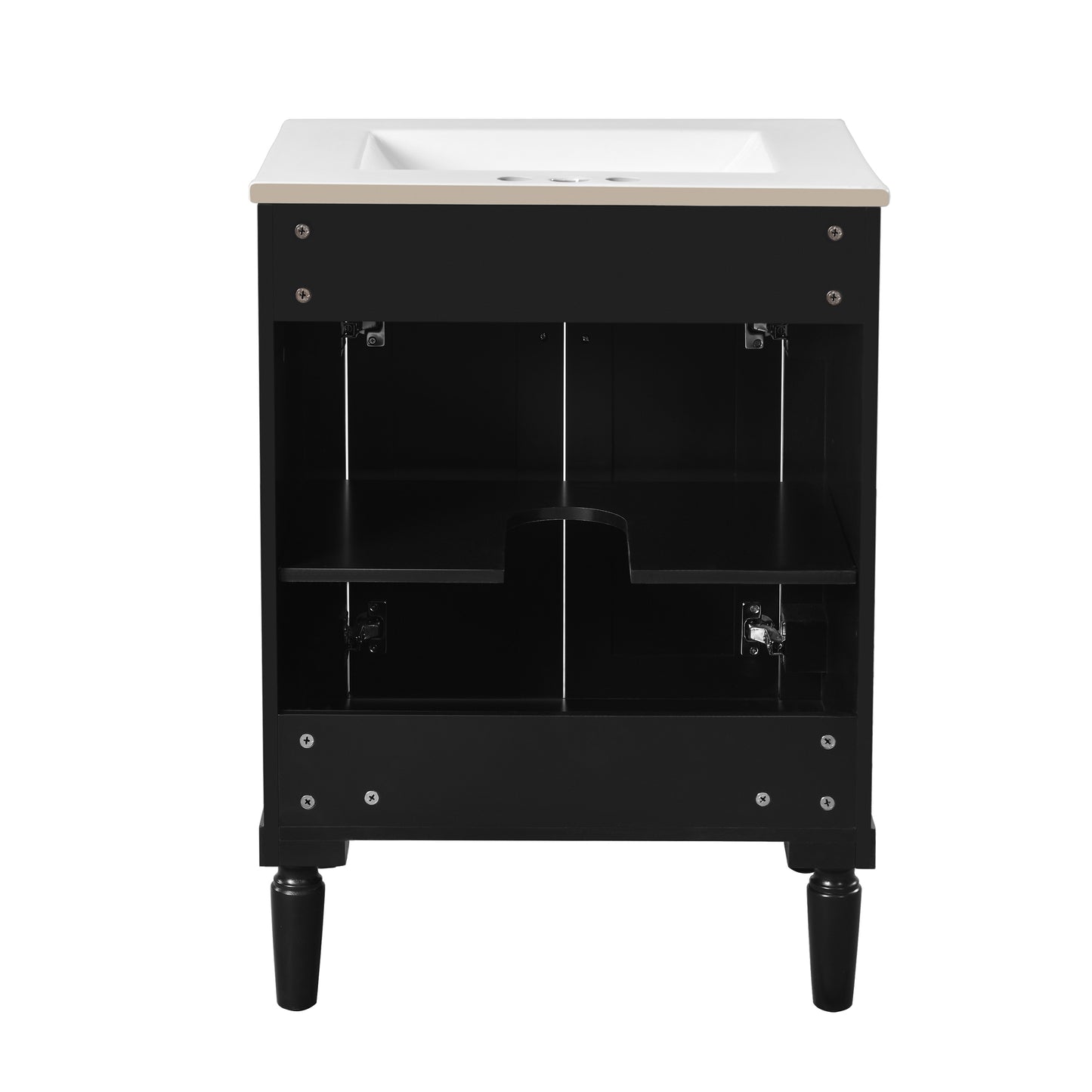 VanityFus 24-in Black Bathroom Vanity Single Sink Combo with Ceramic Top Undermount 2 Soft Close Doors