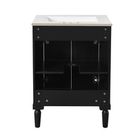 VanityFus 24-in Black Bathroom Vanity Single Sink Combo with Ceramic Top Undermount 2 Soft Close Doors