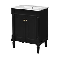 VanityFus 24-in Black Bathroom Vanity Single Sink Combo with Ceramic Top Undermount 2 Soft Close Doors