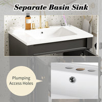VanityFus 24-in Black Bathroom Vanity Single Sink Combo with Ceramic Top Undermount 2 Soft Close Doors