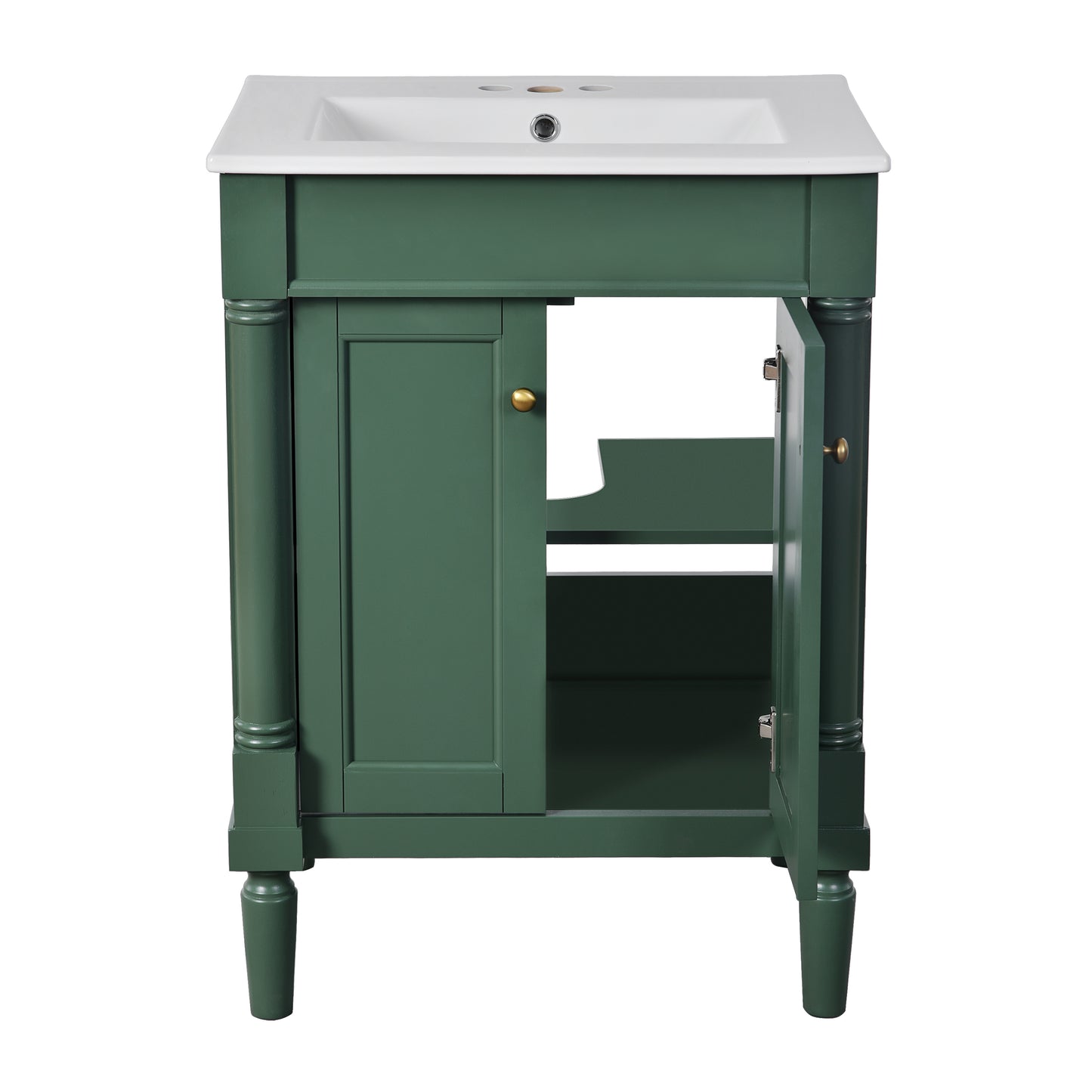 VanityFus 24-in Green Bathroom Vanity Single Sink Combo with Ceramic Top Undermount 2 Soft Close Doors