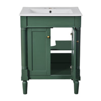 VanityFus 24-in Green Bathroom Vanity Single Sink Combo with Ceramic Top Undermount 2 Soft Close Doors