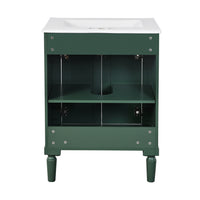 VanityFus 24-in Green Bathroom Vanity Single Sink Combo with Ceramic Top Undermount 2 Soft Close Doors