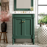 VanityFus 24-in Green Bathroom Vanity Single Sink Combo with Ceramic Top Undermount 2 Soft Close Doors