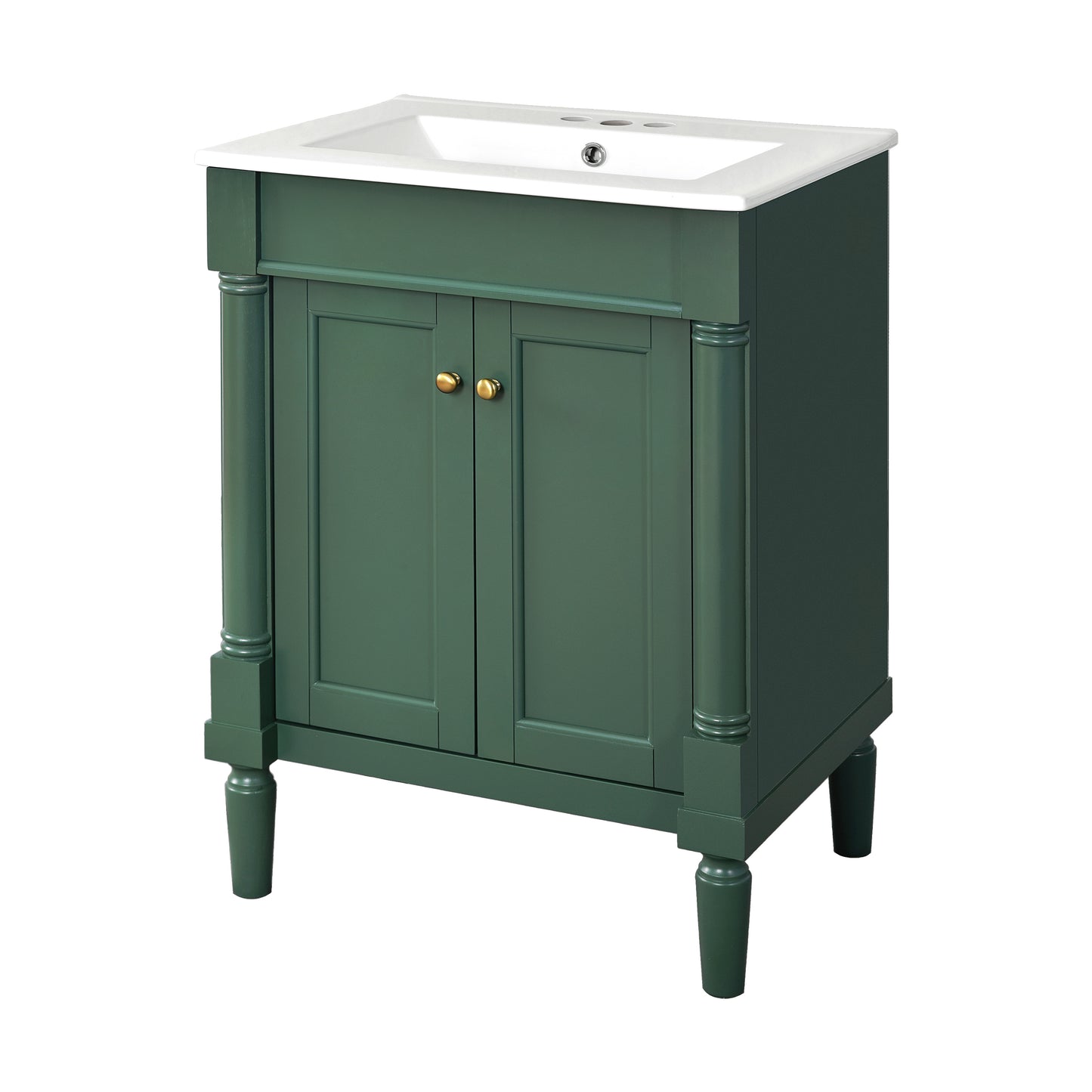 VanityFus 24-in Green Bathroom Vanity Single Sink Combo with Ceramic Top Undermount 2 Soft Close Doors