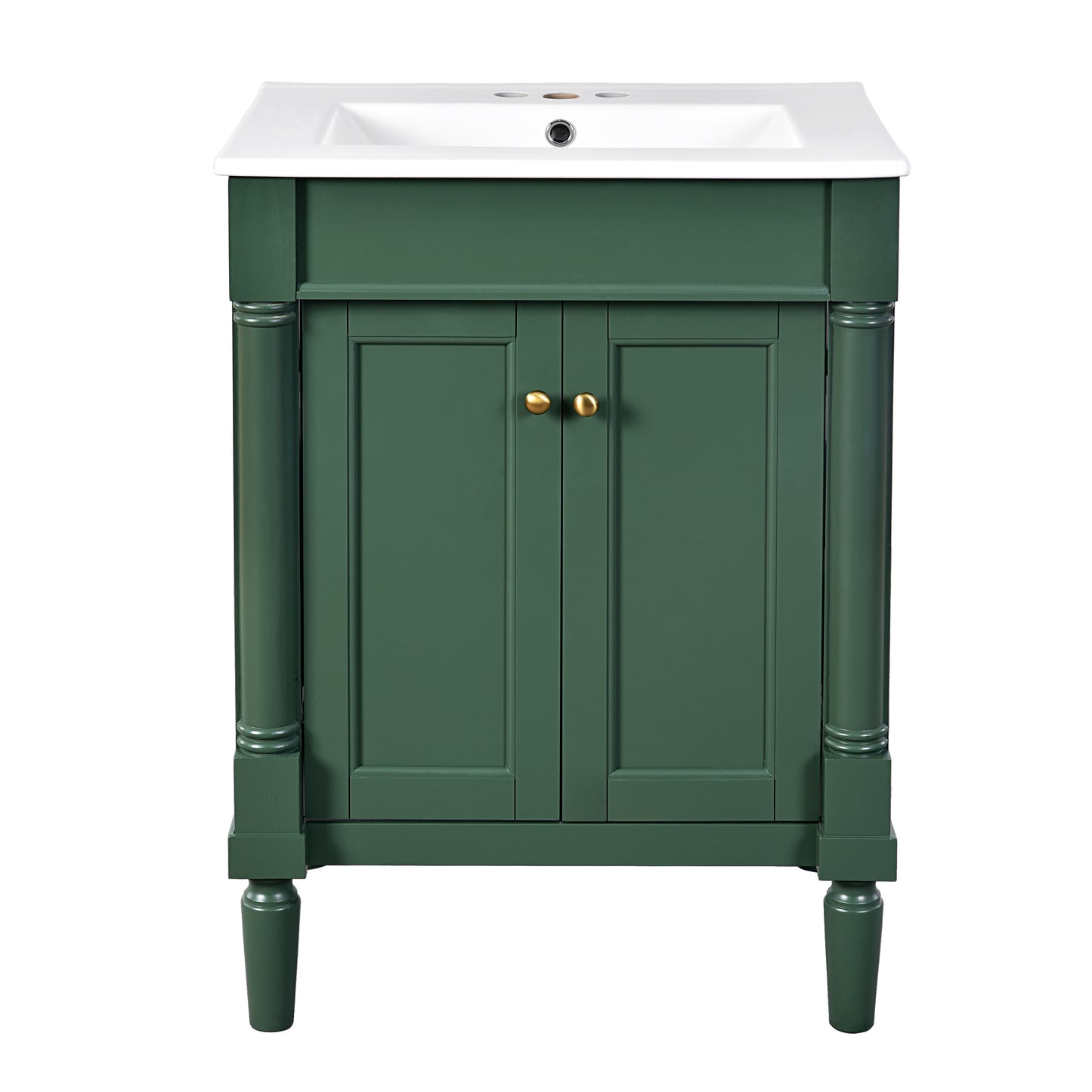 VanityFus 24-in Green Bathroom Vanity Single Sink Combo with Ceramic Top Undermount 2 Soft Close Doors