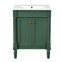 VanityFus 24-in Green Bathroom Vanity Single Sink Combo with Ceramic Top Undermount 2 Soft Close Doors