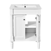 VanityFus 24-in White Bathroom Vanity Single Sink Combo with Ceramic Top Undermount 2 Soft Close Doors