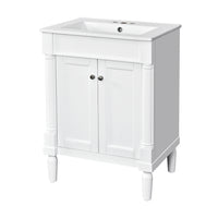 VanityFus 24-in White Bathroom Vanity Single Sink Combo with Ceramic Top Undermount 2 Soft Close Doors