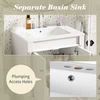 VanityFus 24-in White Bathroom Vanity Single Sink Combo with Ceramic Top Undermount 2 Soft Close Doors