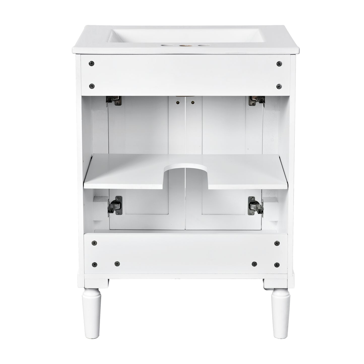 VanityFus 24-in White Bathroom Vanity Single Sink Combo with Ceramic Top Undermount 2 Soft Close Doors